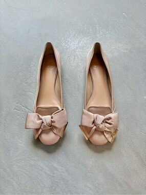 Tory Burch Bow Detail Flats in Neutral Beige Tan size 8.5